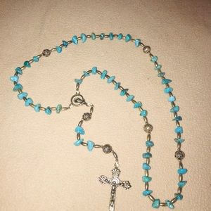 Vintage Sterling Silver + Turquoise Cross Necklace